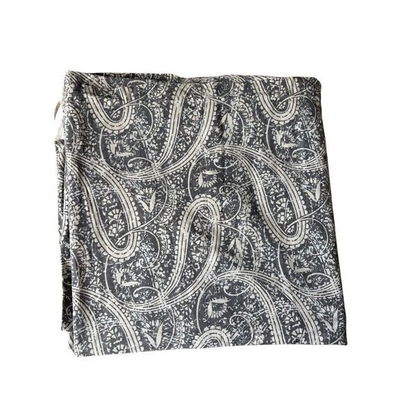 Pottery Barn Finley Paisley Duvet Cover King Cotton Linen Cream Gray - Picture 3 of 9